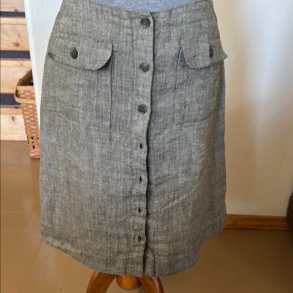 Jones New York Charcoal Button-Front A-Line Skirt